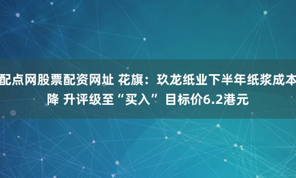 配点网股票配资网址 花旗：玖龙纸业下半年纸浆成本降 升评级至“买入” 目标价6.2港元